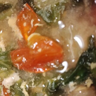 レタスとミニトマトの卵スープ